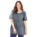 Plus Size Women's Easy Fit Short Sleeve Scoopneck Tee by Catherines in Gunmetal Texture (Size 6X)