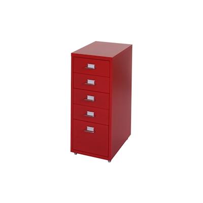 Mendler Rollcontainer Boston T851, Schubladenschrank Stahlschrank, 69x28x41cm 5 Schubladen ~ rot Image