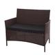 Mendler Poly-Rattan Gartenbank Halden, Sitzbank Bank ~ braun-meliert, Kissen schwarz