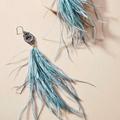 Anthropologie Jewelry | Anthropologie Wispy Feather Beaded Drop Earrings | Color: Blue/Gray | Size: Os