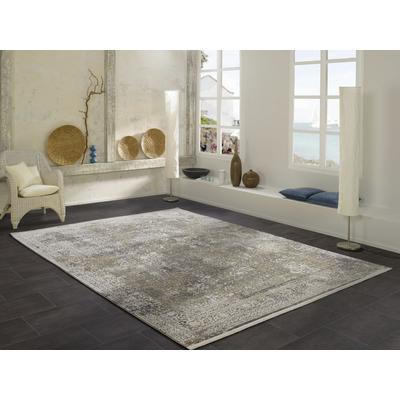 Teppich OCI DIE TEPPICHMARKE "BESTSELLER CAVA", gold (goldfarben), B:160cm H:8mm L:230cm, Kunstfaser, Viskose, Teppiche, Glanz Viskose, mit Fransen, Hoch Tief Struktur, Vintage, Wohnzimmer Image
