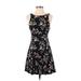 Forever 21 Casual Dress - A-Line High Neck Sleeveless: Black Floral Dresses - Women's Size Small