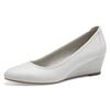 Pumps TAMARIS, Damen, Gr. 35 (2,5/3), weiß, Leder, elegant, Schuhe, Keilabsatz, Halbschuh, Schlupfschuh mit komfortablem Elastikeinfass