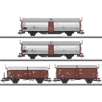 Güterwagen MÄRKLIN "Schiebedach-/Schiebewandwagen-Set Tbes-t-66 - 47301", braun (braun, grau), Modelleisenbahn-Fahrzeuge