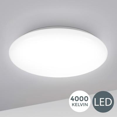B.K.LICHT LED Deckenleuchte "Leonis", weiß, H:5,5cm Ø:28cm, Lampen, LED Deckenlampe 28cm 12W Wohnzimmer Design-Lampe Leuchte Weiß Image