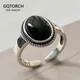 Bagues vintage en argent regardé 925 pour femme onyx naturel nar pierre noire taille réglable