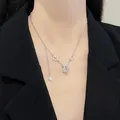 Collier de luxe avec pendentif lettre D pour femmes Double chaîne brillante ras du cou cadeau