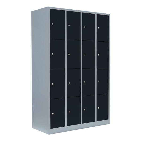 Lüllmann Schließfachschrank - 4 Abteile - 16 Fächer grau Image