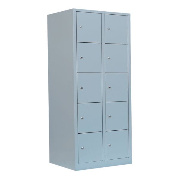 Lüllmann Schließfachschrank - 2 Abteile - 10 Fächer grau