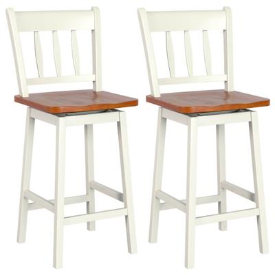 Costway 24.5 Inches Set of 2 Swivel Bar Stools with 360° Swiveling-White