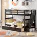 Espresso Stairway Twin-Over-Twin Bunk Bed with Drawer, Side Storage and Guard Rail, 94.2''L*42.7''W*62.2''H, 186LBS