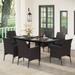 7/9-piece Patio Dining Set, Expendable Rectangular Outdoor Dining Table with Rattan Chairs