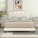 Upholstered Curved Tufted Linen Platform Bed Frame