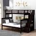 Rustic Stairway Twin-Over-Full Bunk Bed with Storage Stairs Shelves and Guard Rail for Bedroom, Espresso