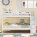 Stairway Separable Twin-Over-Twin Wood Bunk Bed with 3 Open Compartments and 1 Small Storage Space for Bedroom, Dorm, White