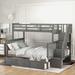 Espresso Mission Slats Style Stairway Twin-Over-Full Bunk Bed with Drawer and 3-Tier Shelves