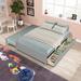 Full Bed Durable Pine Wood Platform Bed with Twin Trundle and 2 Drawers, Grey