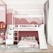 White Stairway Storage Twin Over Twin House Bunk Bed with 2 Drawers, Ladder and Slide, 77.4''L*41.6''W*84.4''H, 190LBS