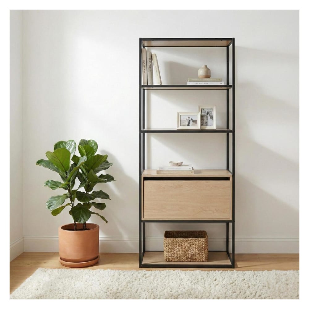 Portant vêtements bois et métal L80 x H184,5 cm