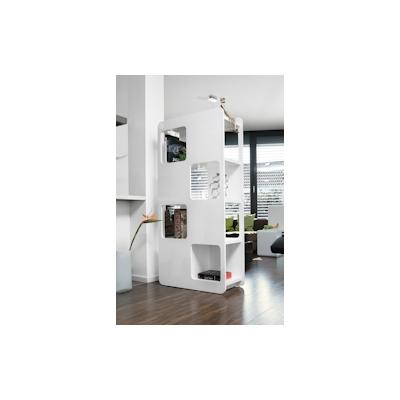 SalesFever Raumteiler-Regal | 4 Böden, 8 offene Fächer | MDF-Holz | B 81 x T 36 x H 168 cm | Weiß Hochglanz