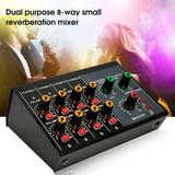 Naierhg MIX-428 Mini Mixer Powerful 60Hz Audio Cutting 8 Channels Power Adapter/Battery Dual Use Audio Mixer for Live Streaming