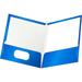 Oxford Laminated Twin-Pocket Folders Letter Size Blue Holds 100 Sheets Box Of 25 (51701Ee)