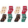 8 Pairs Christmas Socks Novelty Winter Warm Socks Cartoon Colorful Crew Socks