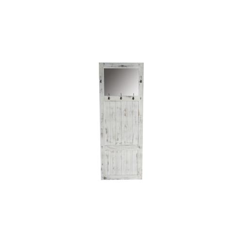 Garderobe Wandgarderobe mit Spiegel Wandhaken 180x65x7cm, Shabby-Look, Vintage ~ weiß