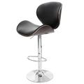 Mendler Barhocker Foxrock, Barstuhl, Holz Bugholz Retro-Design ~ grau, Kunstleder schwarz