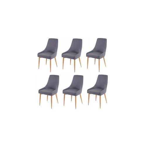 6er-Set Esszimmerstuhl HWC-B44 II, Stuhl Küchenstuhl Retro Design ~ Stoff/Textil dunkelgrau