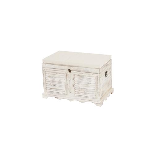 Holztruhe T356, Sitzbank Aufbewahrungstruhe, Shabby-Look Vintage 50x76x45cm ~ weiß