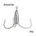 Outdoor Sharp Perforated Barb Fishing Treble Hooks Lead Sinker Weight Fishhook Sharpened Durable Head ROUND TIP - 30G