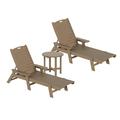 GARDEN 3-Piece Set Plastic Outdoor Chaise Lounges with Round Side Table Included Weathered Wood