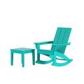 WestinTrends Ashore 2 Piece Patio Rocking Chair Set All Weather Poly Lumber Adirondack Rocker Deck Porch Patio Chair with Large Side Table Turquoise