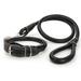 Openuye Cool PU Leather Dog Collar and Leash Set Round Strong Pet Walking Training Leash for Small Medium Big Dog Black L