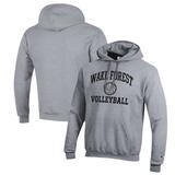 Men's Champion Heather Gray Wake Forest Demon Deacons Volleyball Icon Powerblend Pullover Hoodie