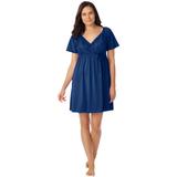 Plus Size Women's Short-Sleeve Lace Top Gown by Amoureuse in Evening Blue (Size 4X)