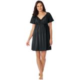Plus Size Women's Short-Sleeve Lace Top Gown by Amoureuse in Black (Size 2X)