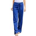 Dadaria High Waisted Wide Leg Pants for Women Petite Solid Color Linen Sashes Straight Long Pants Trousers Blue XXL Female