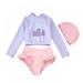 SYNPOS Toddler Girl Swimwear 3PC Long Sleeve Rash Guard Bathing Suit Beach Swimsuits Outfits 1-7 Years