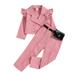 JDEFEG Teen Clothes for Winter Toddler Kids Children s Solid Long Sleeve Autumn Clothes for Girls Baby Button Shirt Tops Pants Bag Set Clothes Girl Hoodie Sweatpants Set Cotton Pink 110