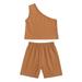 JDEFEG Baby Girl Clothes 6-9 Months Toddler Girls Summer Set Solid Tops Shorts Trousers Set Casual Clothes Outfits 4Y Baby Girl Bundle Clothes Polyester Spandex Brown 80