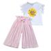 JDEFEG Baby Girl Clothes 6 Months Summer Toddler Kids Girls Clothing Sets Summer Sunflower T Shirt Tops Chiffon Ruched Loose Pants Outfits Children Clothes 3-6 Months Baby Girl Clothes Cotton Pink 110