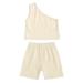 JDEFEG Baby Girl Clothes 6-9 Months Toddler Girls Summer Set Solid Tops Shorts Trousers Set Casual Clothes Outfits 4Y Baby Girl Bundle Clothes Polyester Spandex Beige 90