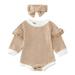 JDEFEG Kids Set Body Suits Baby Baby Girls Boys Ruffle Autumn Long Sleeve Romper Bodysuit Headbands Clothes Winter 18 Month Clothes Girls Pajama Sets Cotton Brown 80