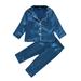 JDEFEG Footed Pajamas Baby Toddler Kids Child Baby Girls Long Sleeve Solid Patchwork Tops Blouse PjÃ¢Â€Â™S Pants Trousers Sleepwear Pajamas Outfits Set 2Pcs Winter Pajamas Baby Girl Blue 90