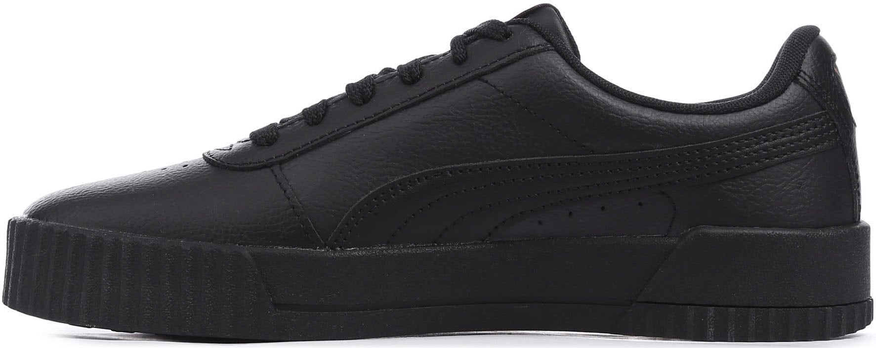 Sneaker PUMA "CARINA L", Damen, Gr. 40,5, schwarz (puma schwarz, puma schwarz, puma team gold), Leder, Schuhe Sneaker