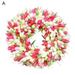 Artificial Tulip Flower Wreath for Front Door Pink Silk Flower Wreath with Tulips and Green Leaves Decorative Spring Wreath for Home Party Wedding Decor 14in