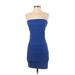 Charlotte Russe Casual Dress - Party: Blue Solid Dresses - Women's Size Small