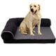 Pet Dog Bed Crate Mat Large Foam Dog Bed Mat L Shaped Chaise Lounge Sofa-Style Living Room Corner Couch Pet Bed with Removable Washable Cover,Black,L